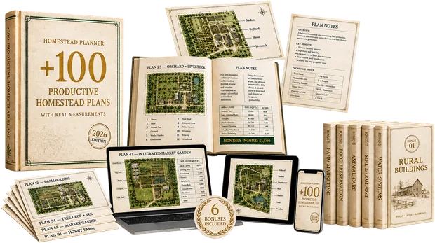 +100 Homestead & Small Farm Plans kit mockup